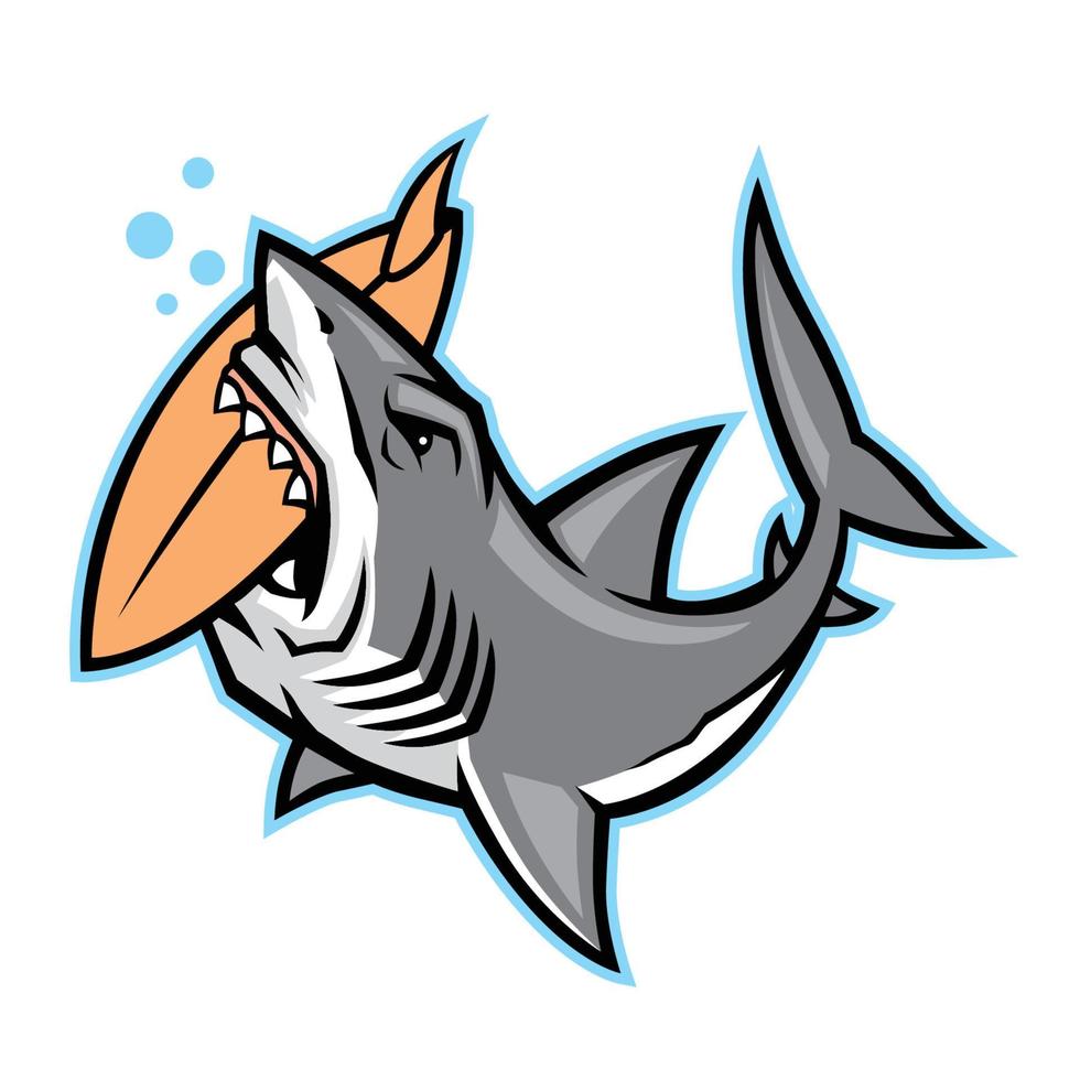 shark bite a surfboard vector