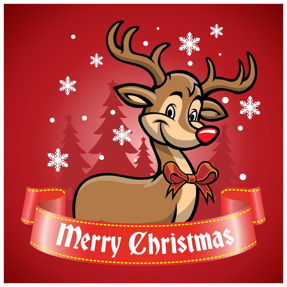 christmas deer greeting design vector