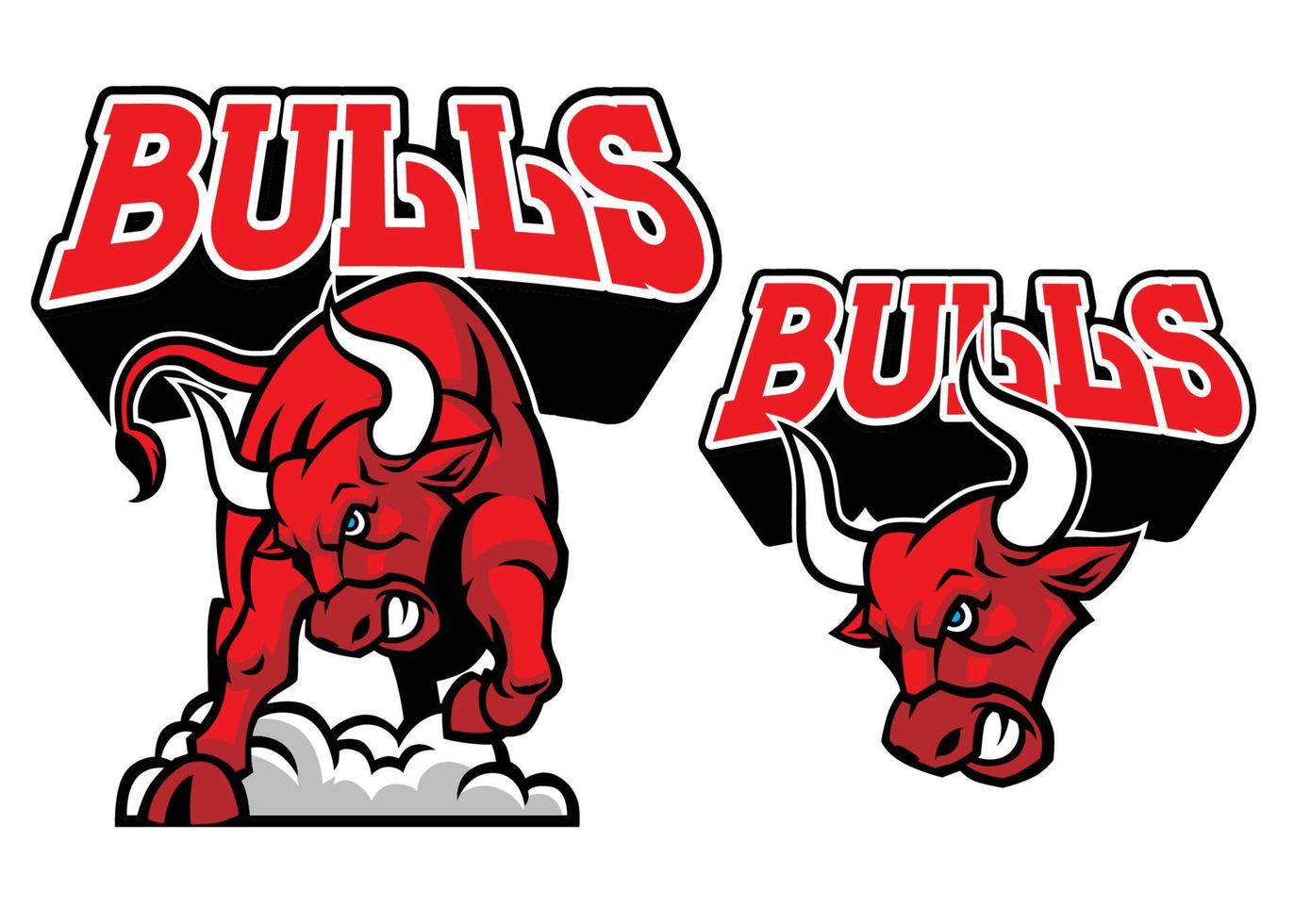 bull mascot set in sport logo style vector