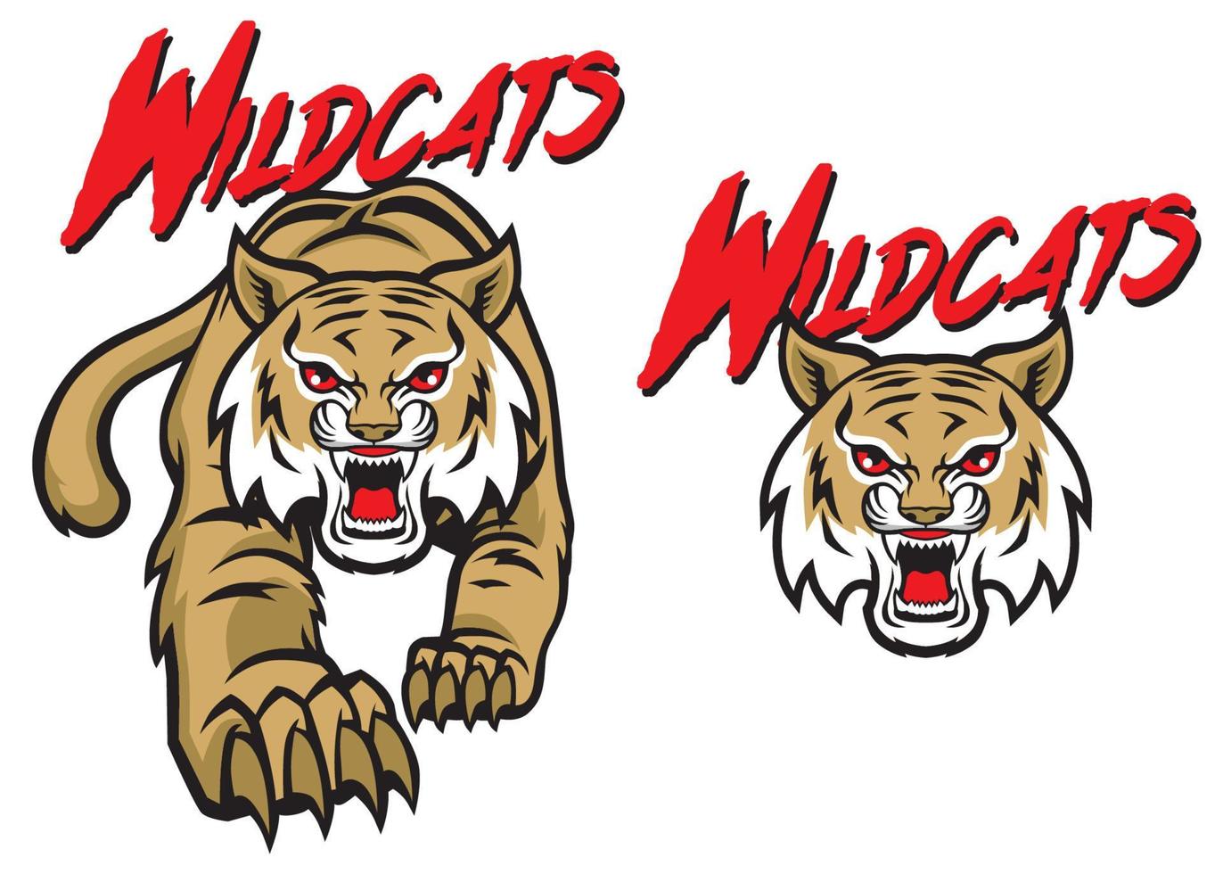 wildcats mascot sport logo style set vector