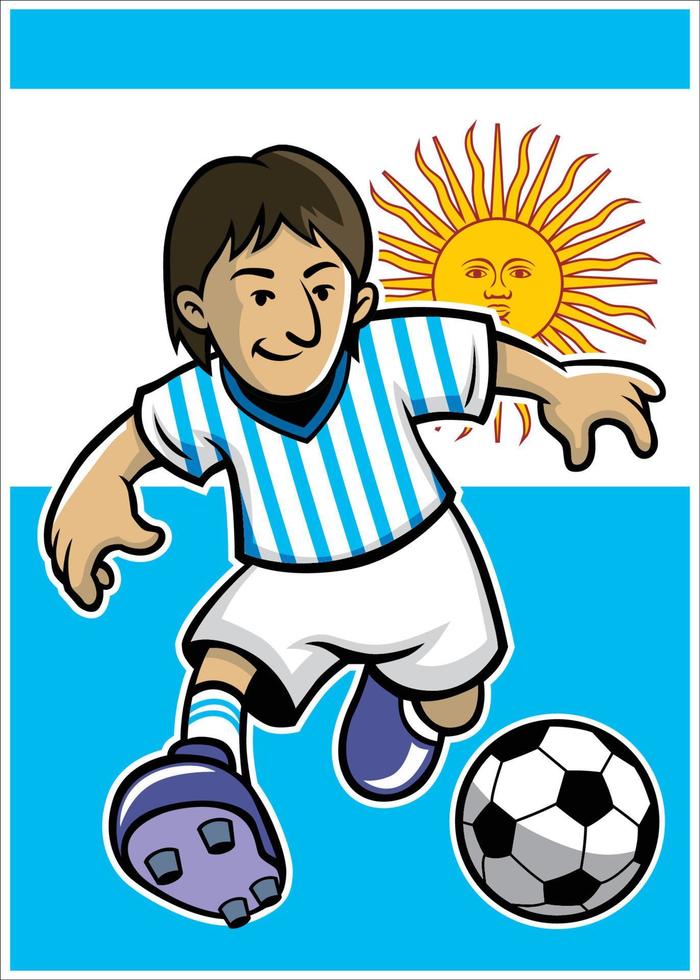 argentina fútbol jugador con bandera antecedentes vector