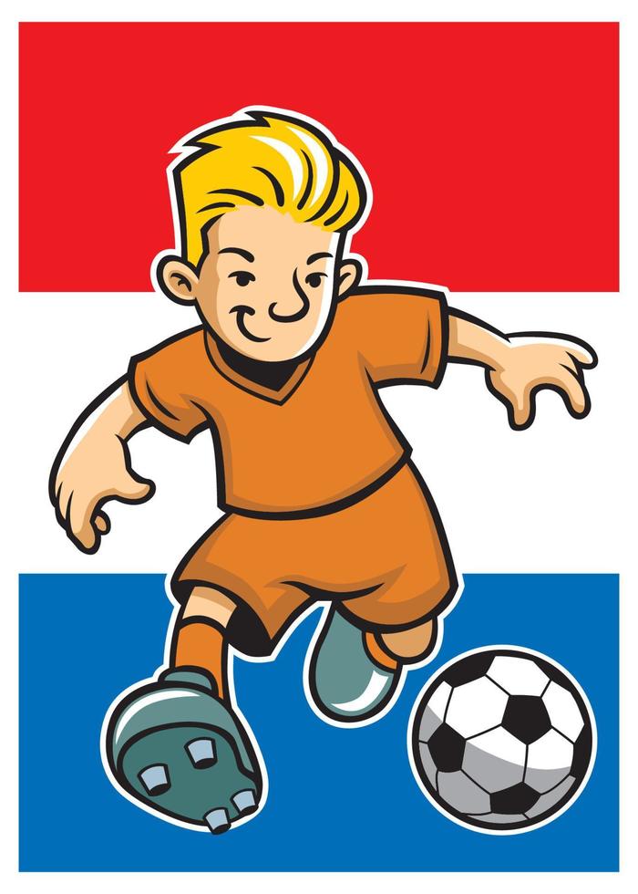 holland soccer player with flag background vector