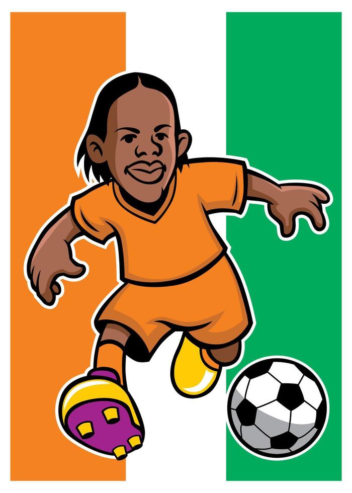 ivory coast soccer player with flag background vector