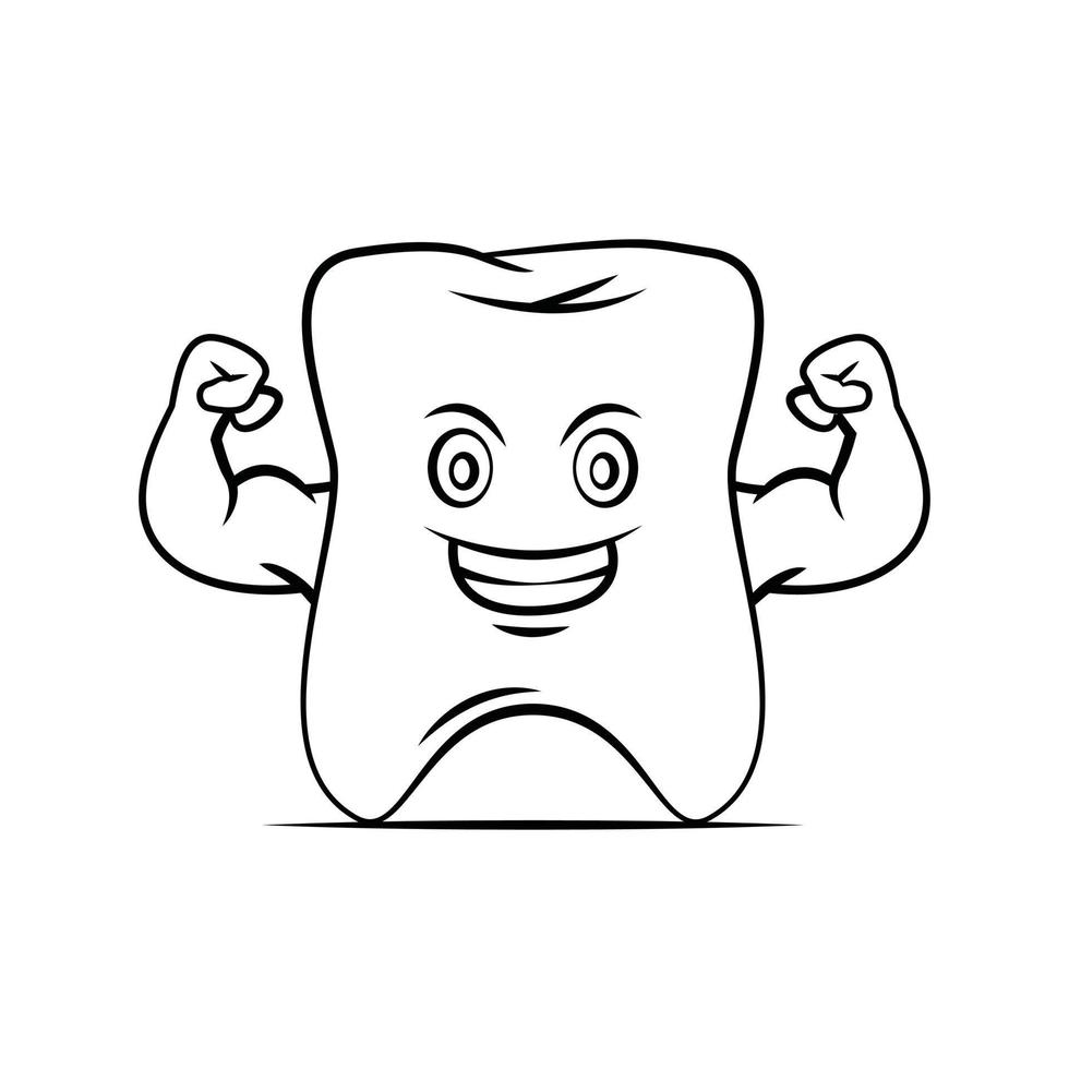 Strong Tooth Mascot Illustration vector