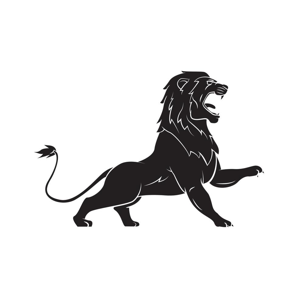 Black Silhouette Of Lion Roaring vector