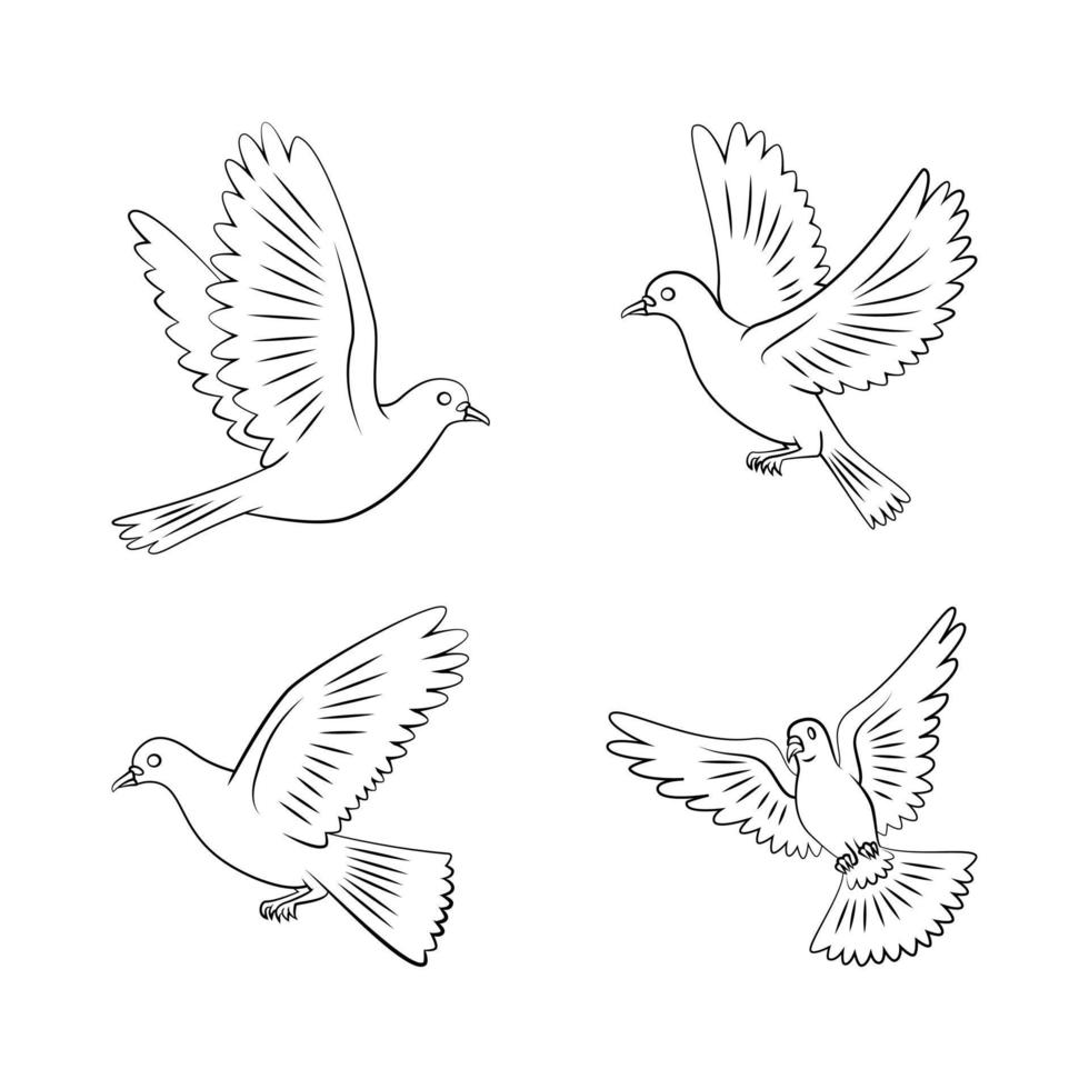 Dove Flying set collection 20122029 Vector Art at Vecteezy