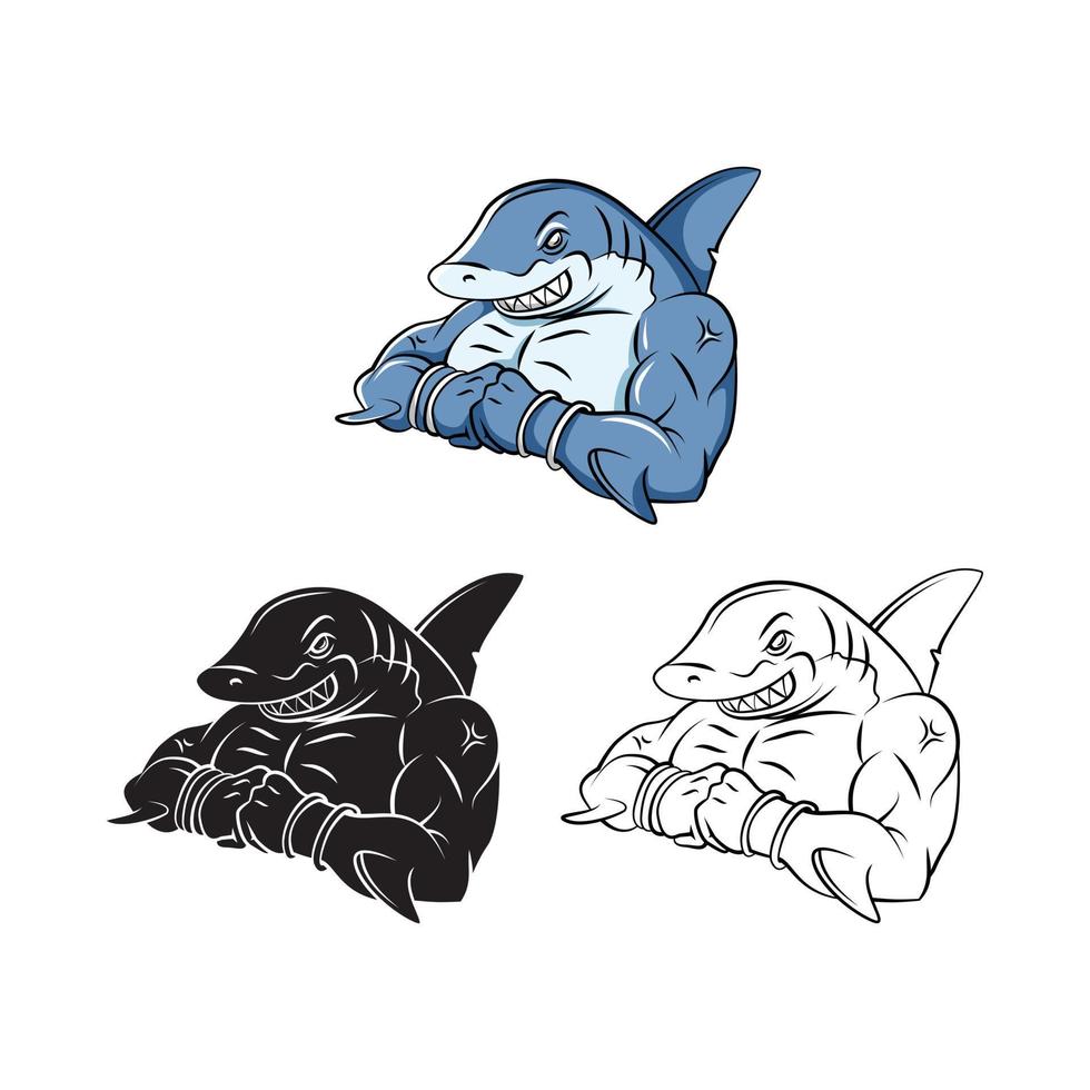 Strong Sharks illustration collection on white background vector