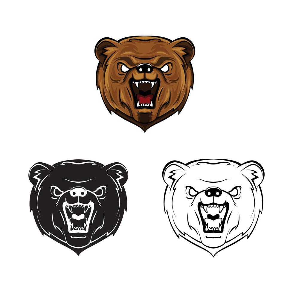 Bear Heads illustration collection on white background vector