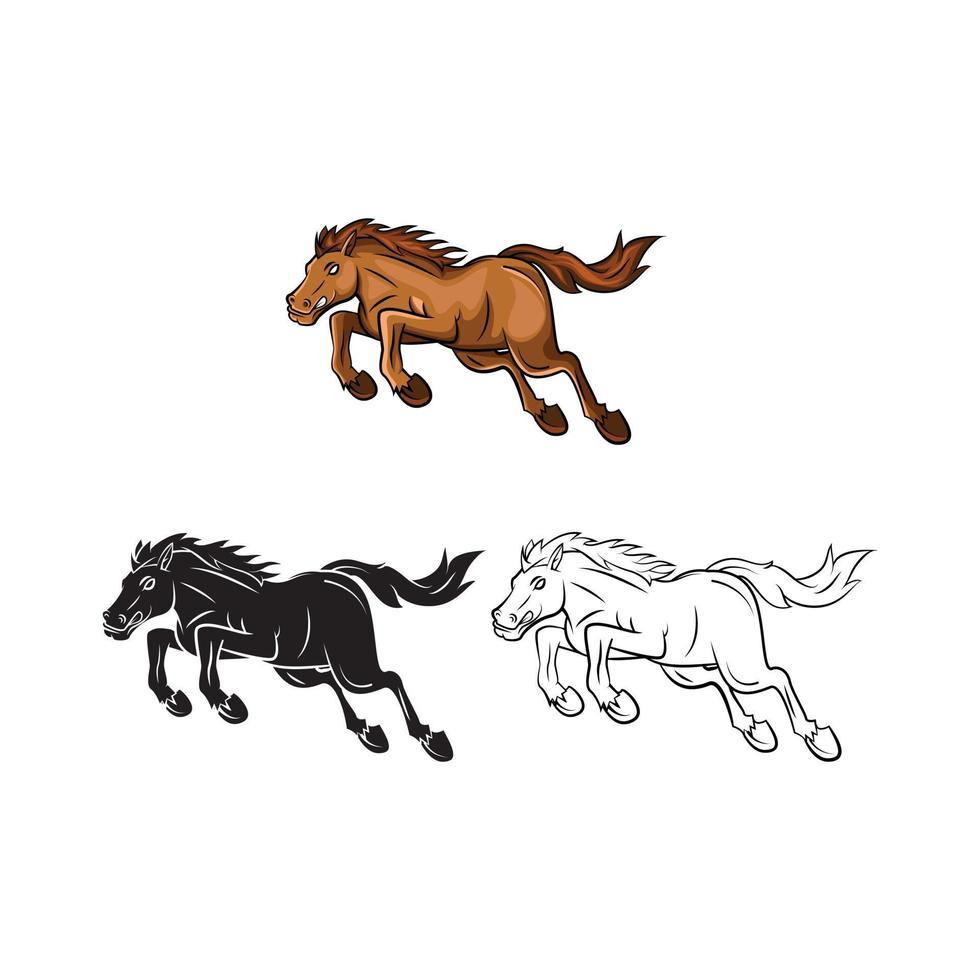 Horses illustration collection on white background vector