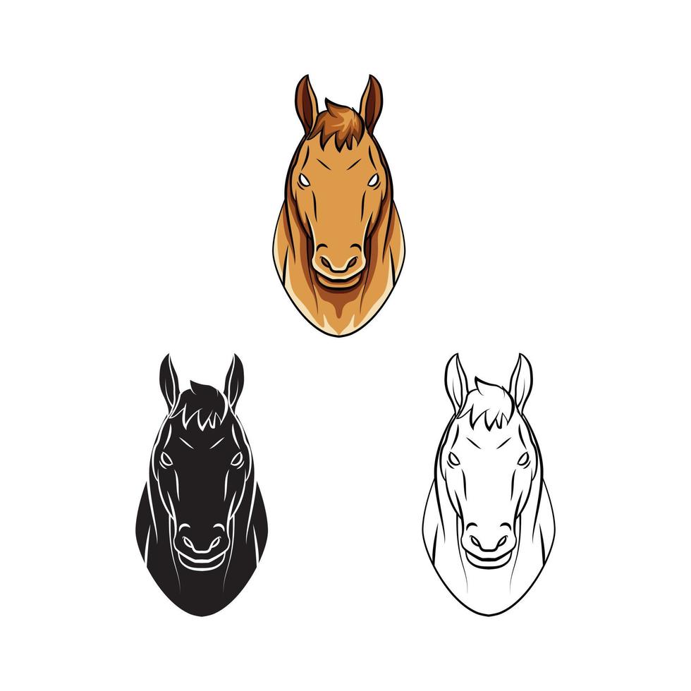 Coloring book horse head cartoon character vector