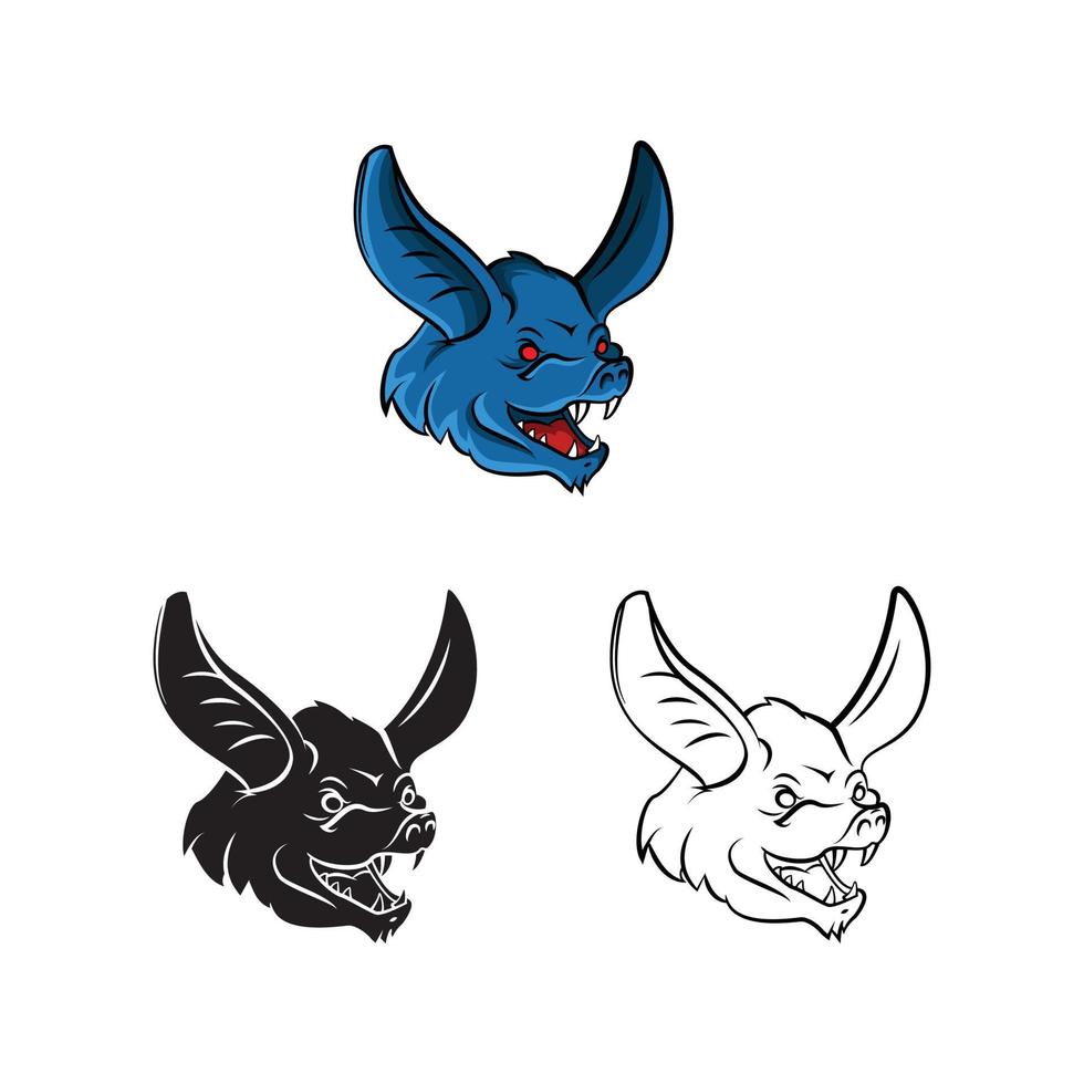 Bat heads illustration collection on white background vector