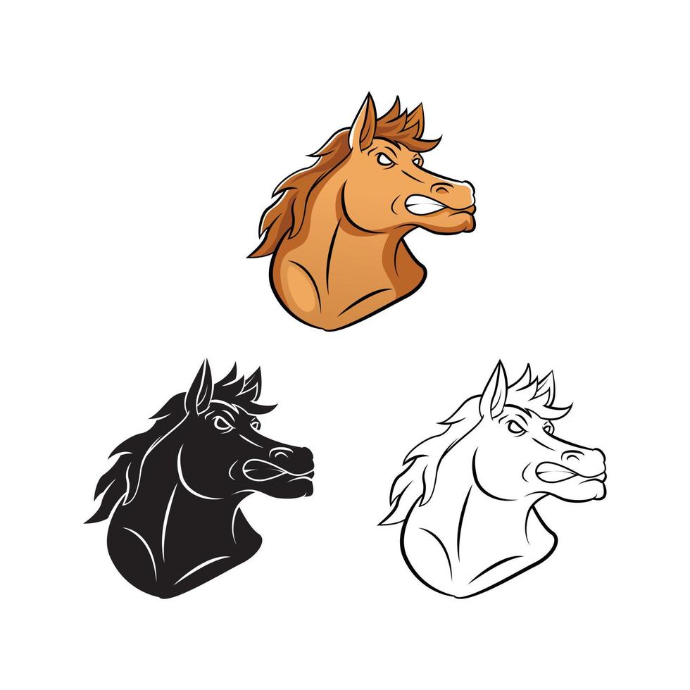 Coloring book horse mascot cartoon character vector