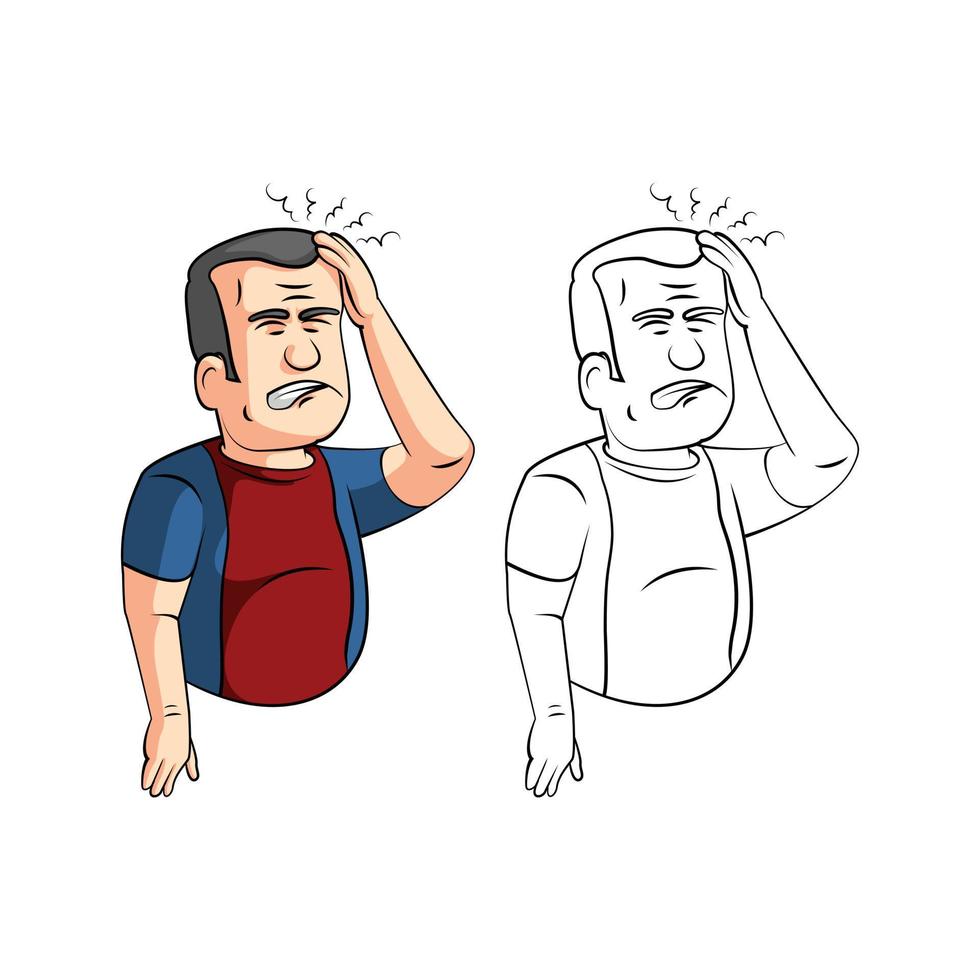 colorante libro dolores de cabeza hombre dibujos animados personaje vector