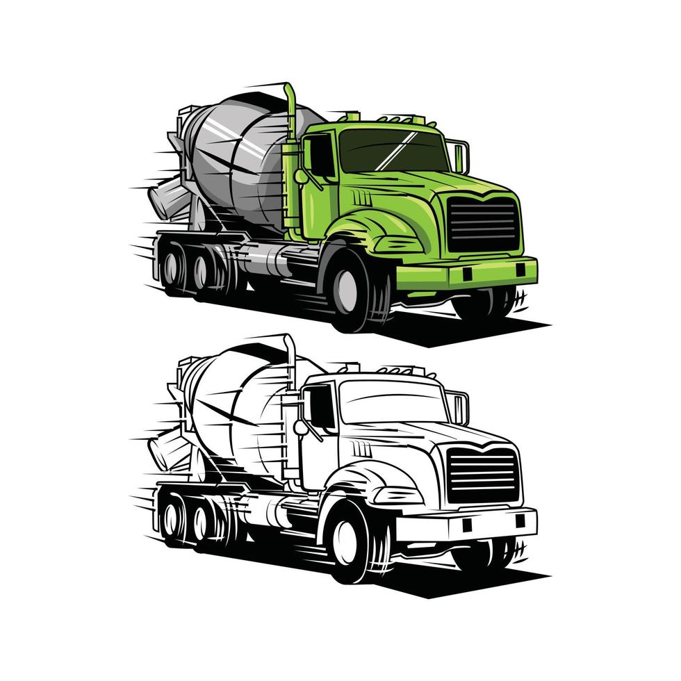 Coloring book big truck cartoon character vector