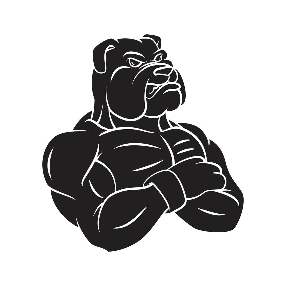 Black Silhouette of Strong Bulldog vector