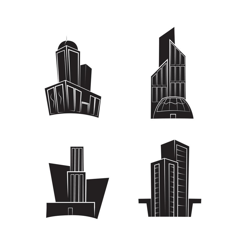 Buildings black illustration set collection vector