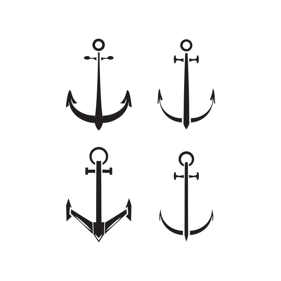 Black Silhouette Collection Of Anchor vector
