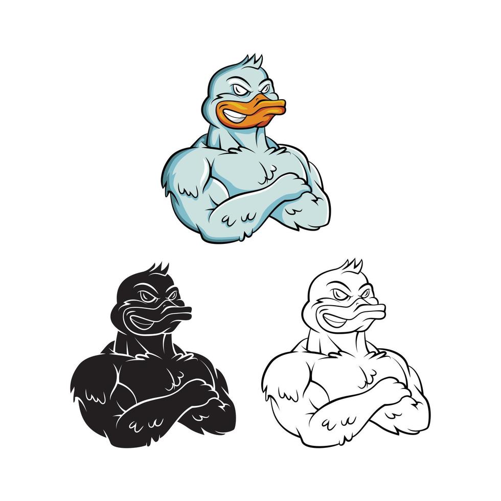 Strong Ducks illustration collection on white background vector