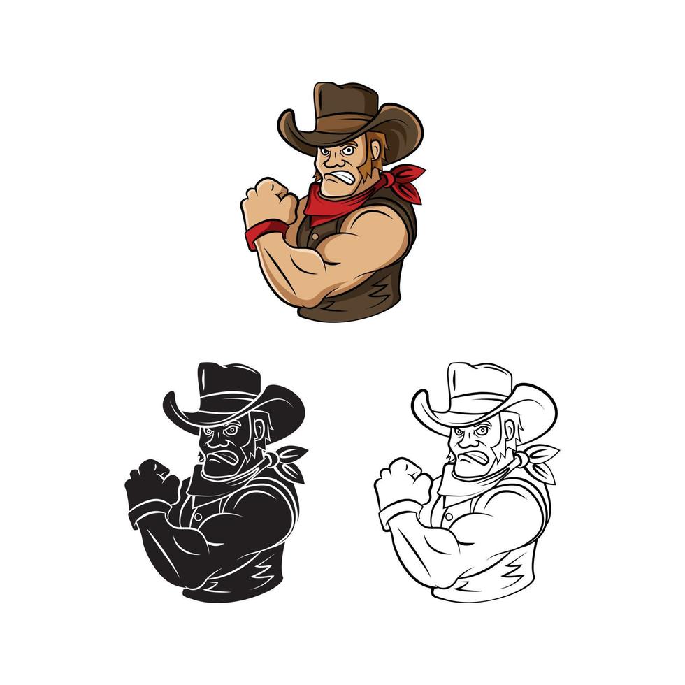 Cowboys illustration collection on white background vector