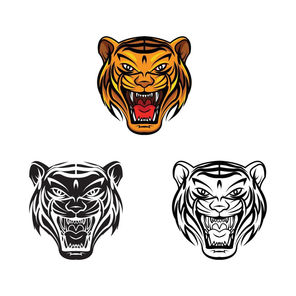 Coloring book tiger face cartoon character vector