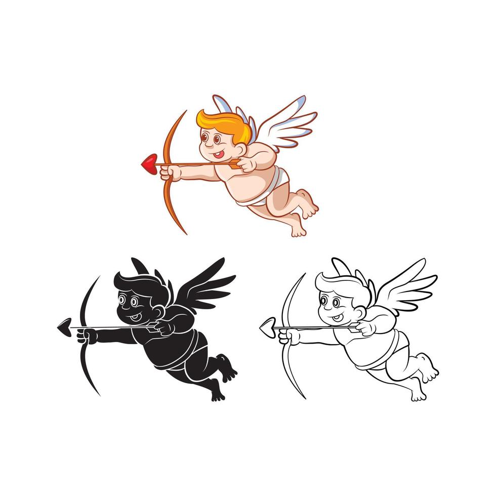 Coloring book cupid cartoon character vector