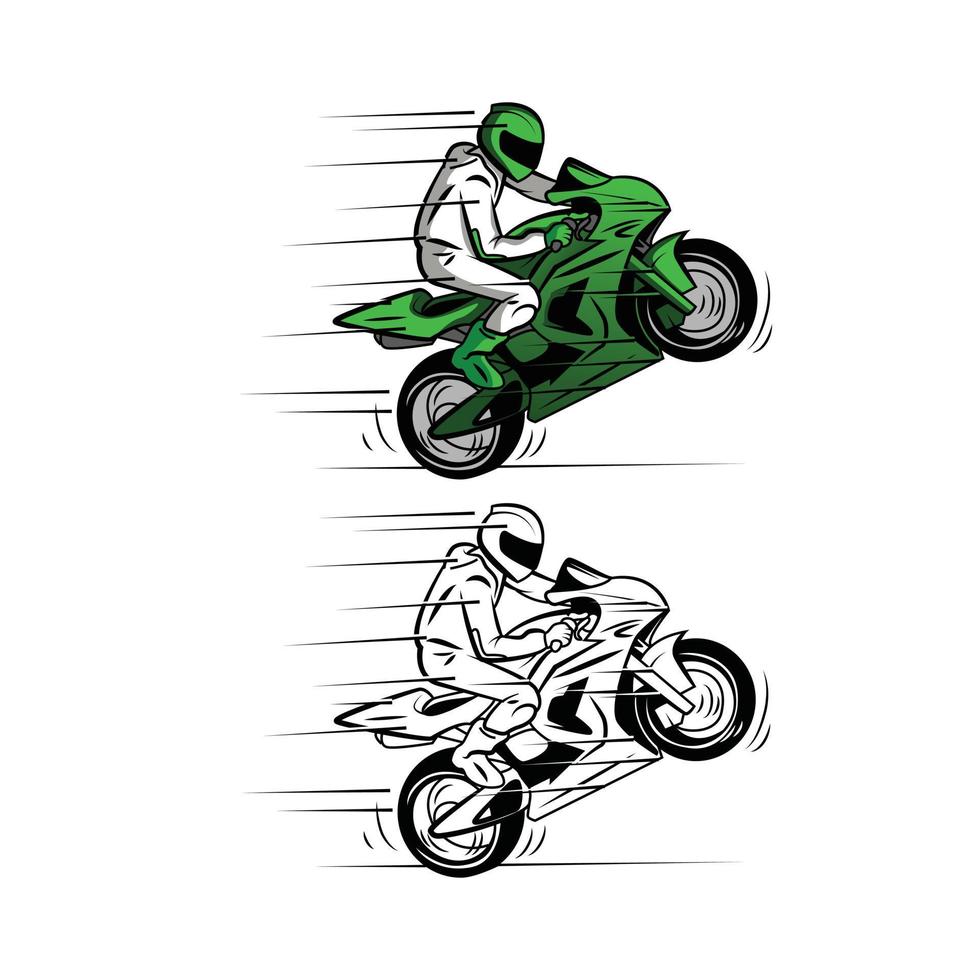 Coloring book moto race cartoon character vector