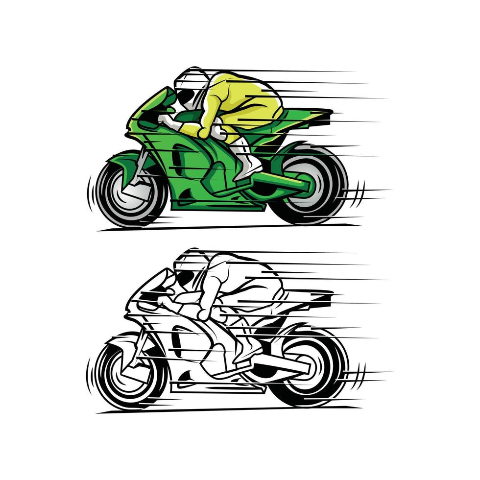 Coloring book moto race cartoon character vector