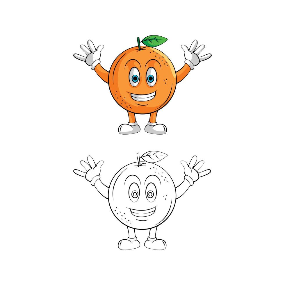 Coloring book orange smile cartoon character vector