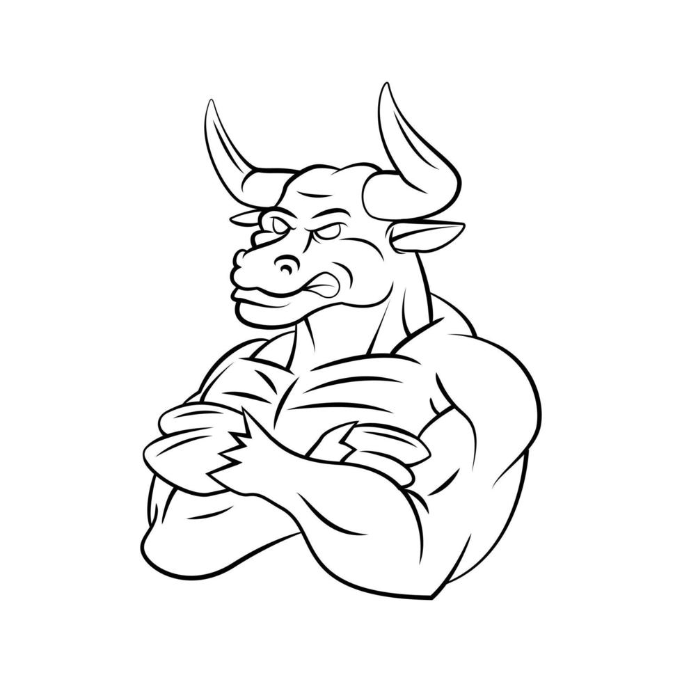 fuerte toro mascota ilustración vector