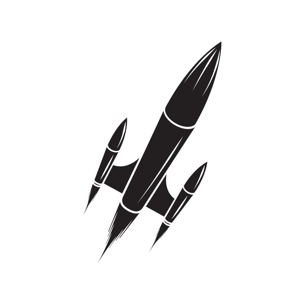 Black Silhouette Of Rocket launch vector