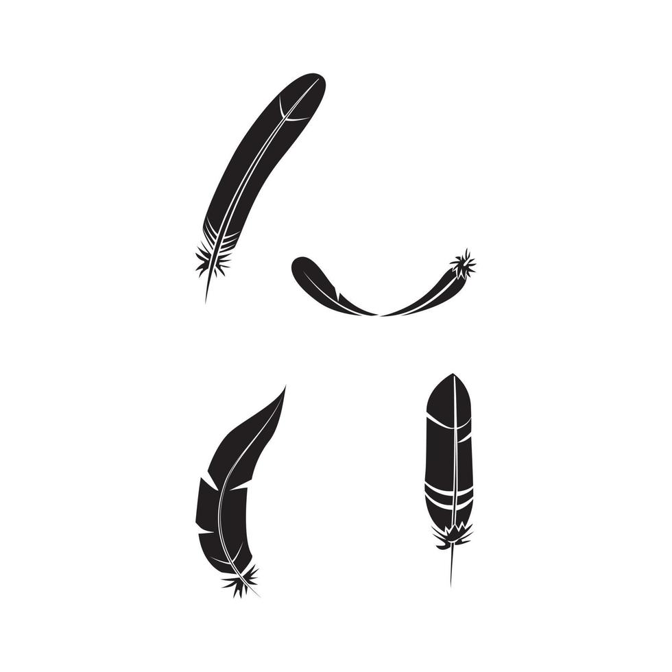 Feather black symbol collection vector