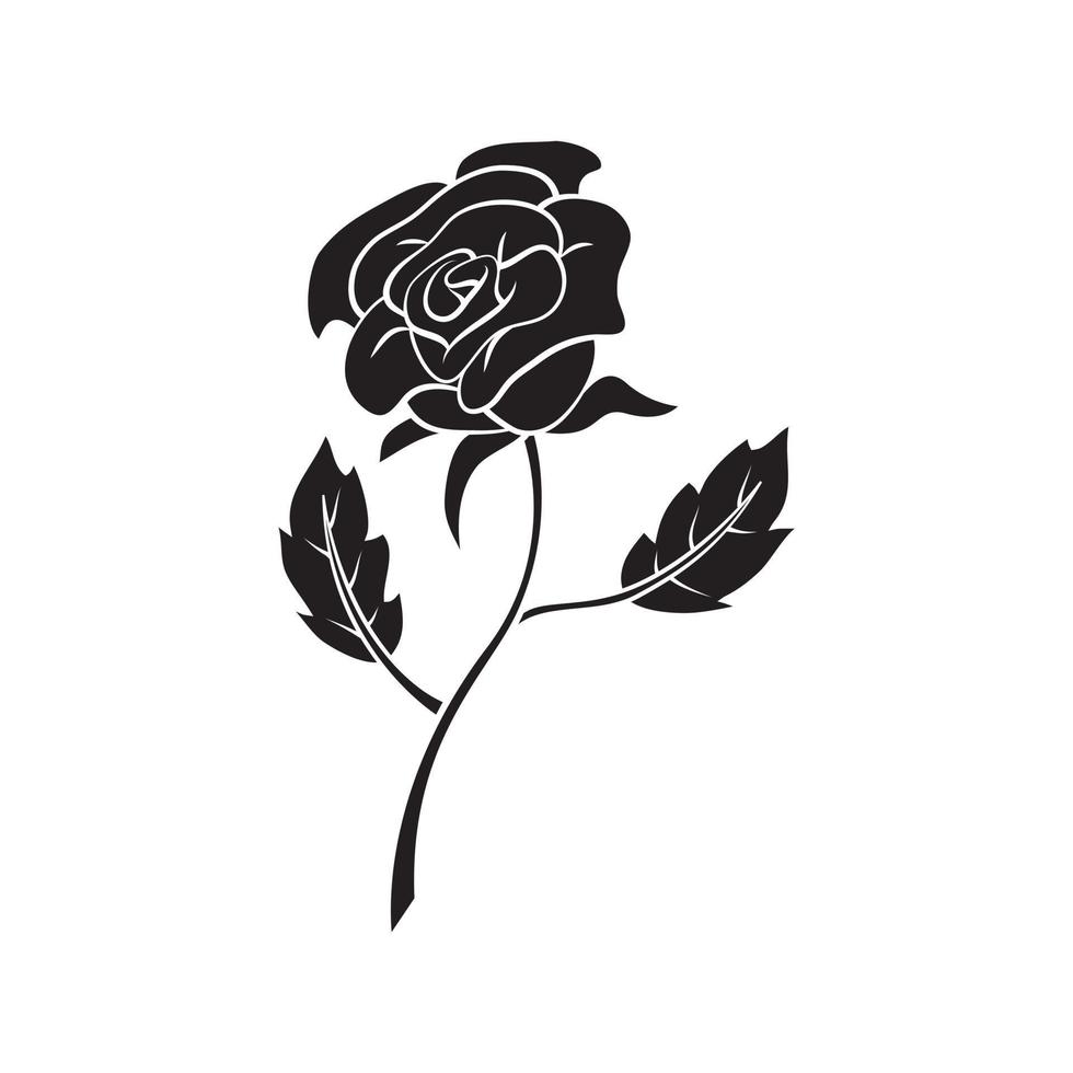 Rose Flower black symbol illustration vector