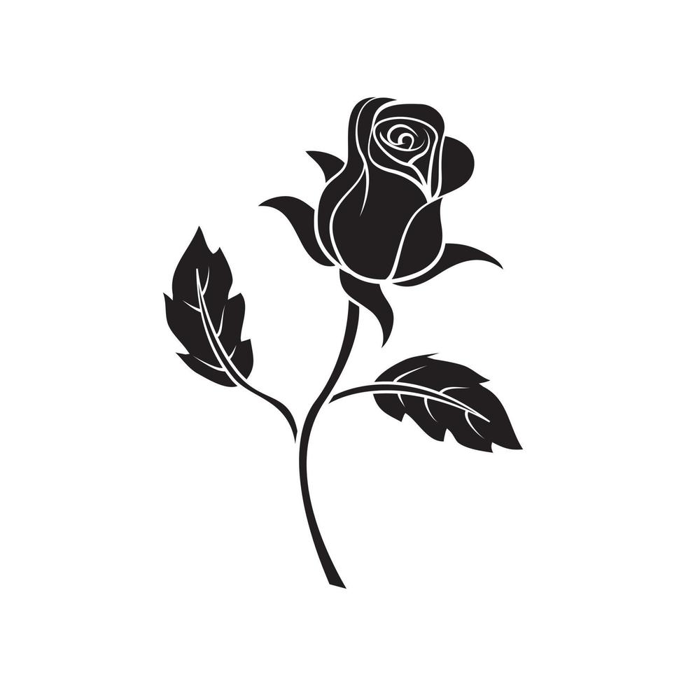 Rose Flower black symbol illustration vector