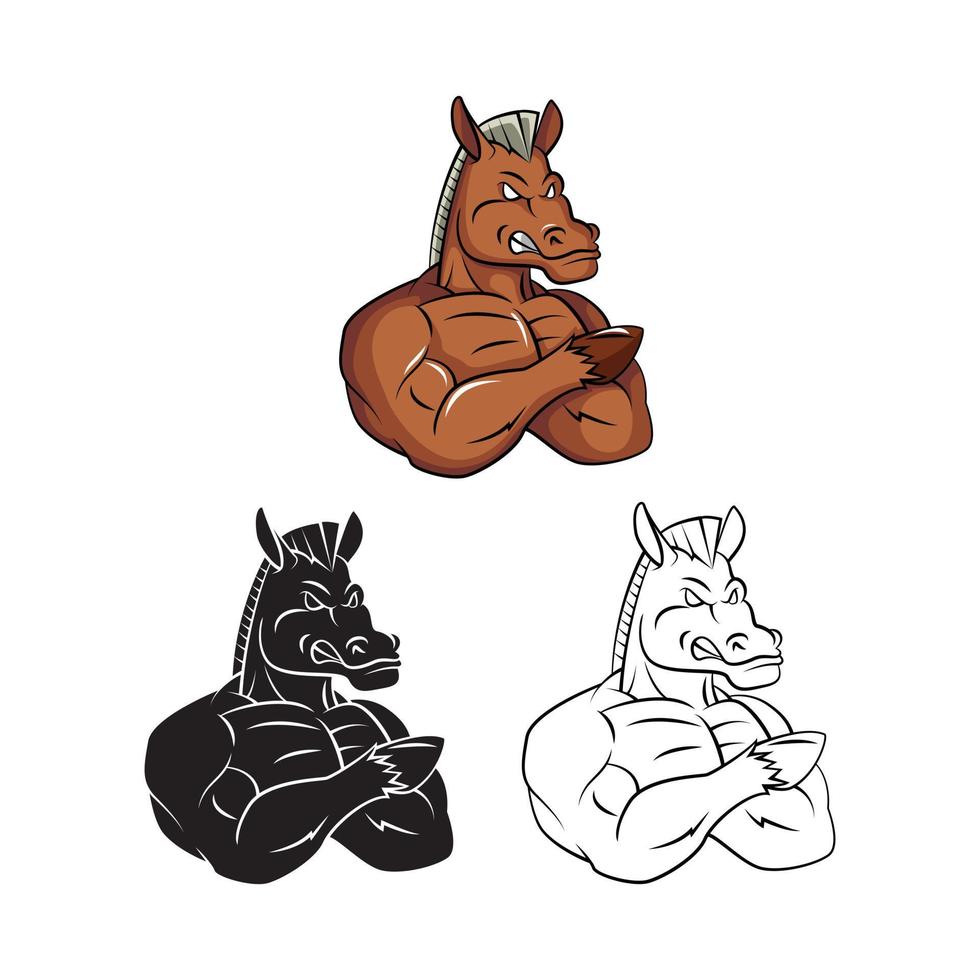 Strong Horses illustration collection on white background vector