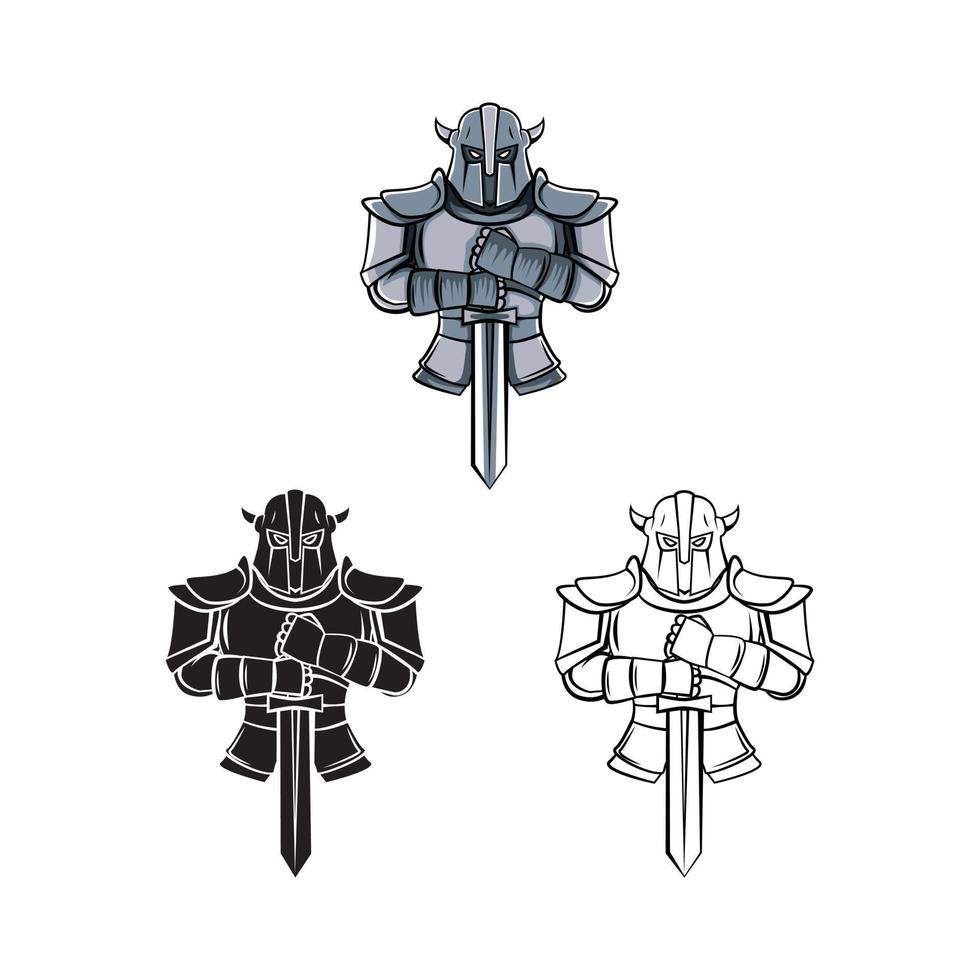 Knight Warriors illustration collection on white background vector