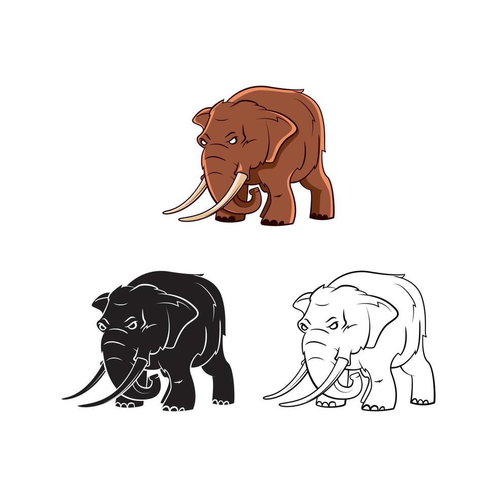 Elephants illustration collection on white background vector