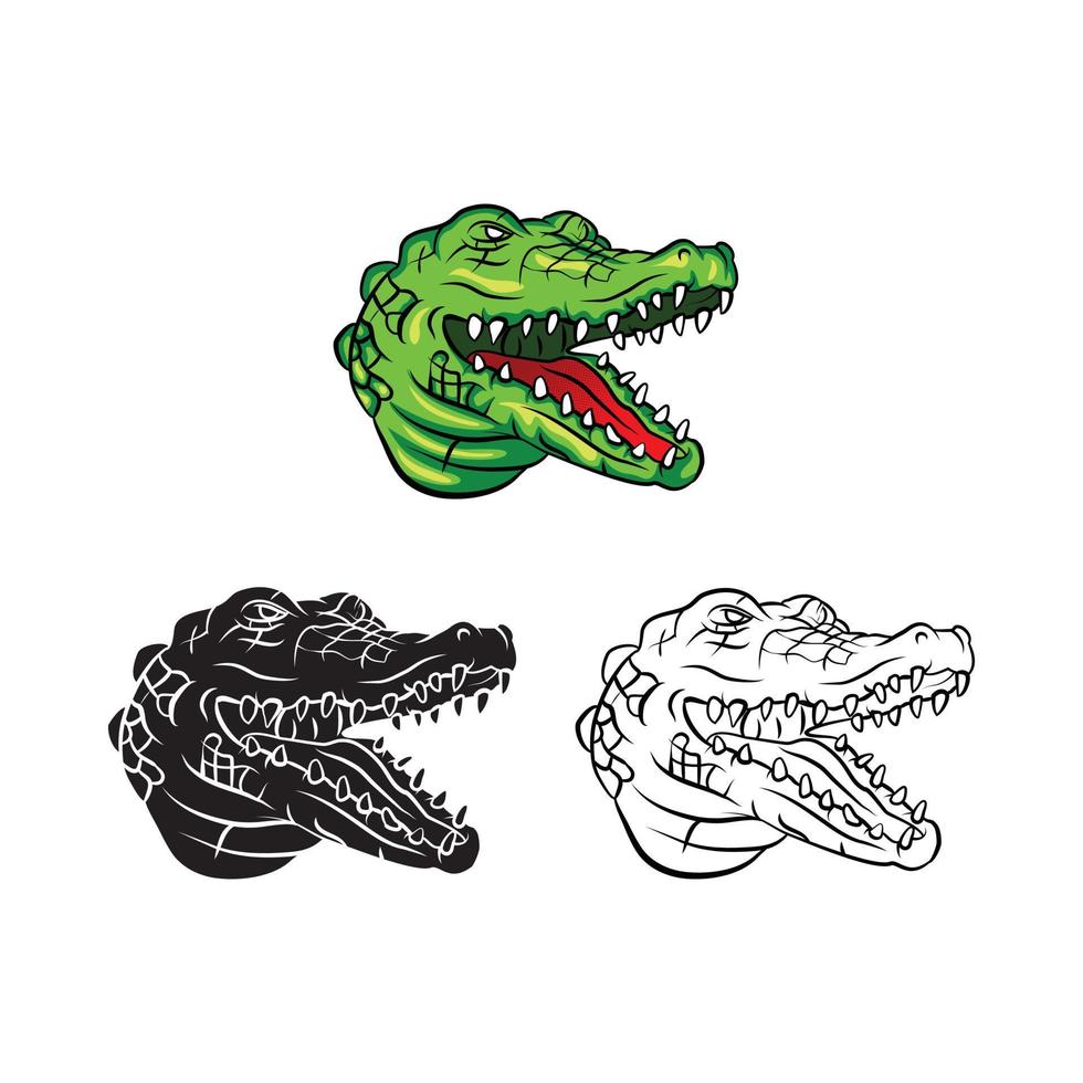 Coloring book crocodile head cartoon character vector