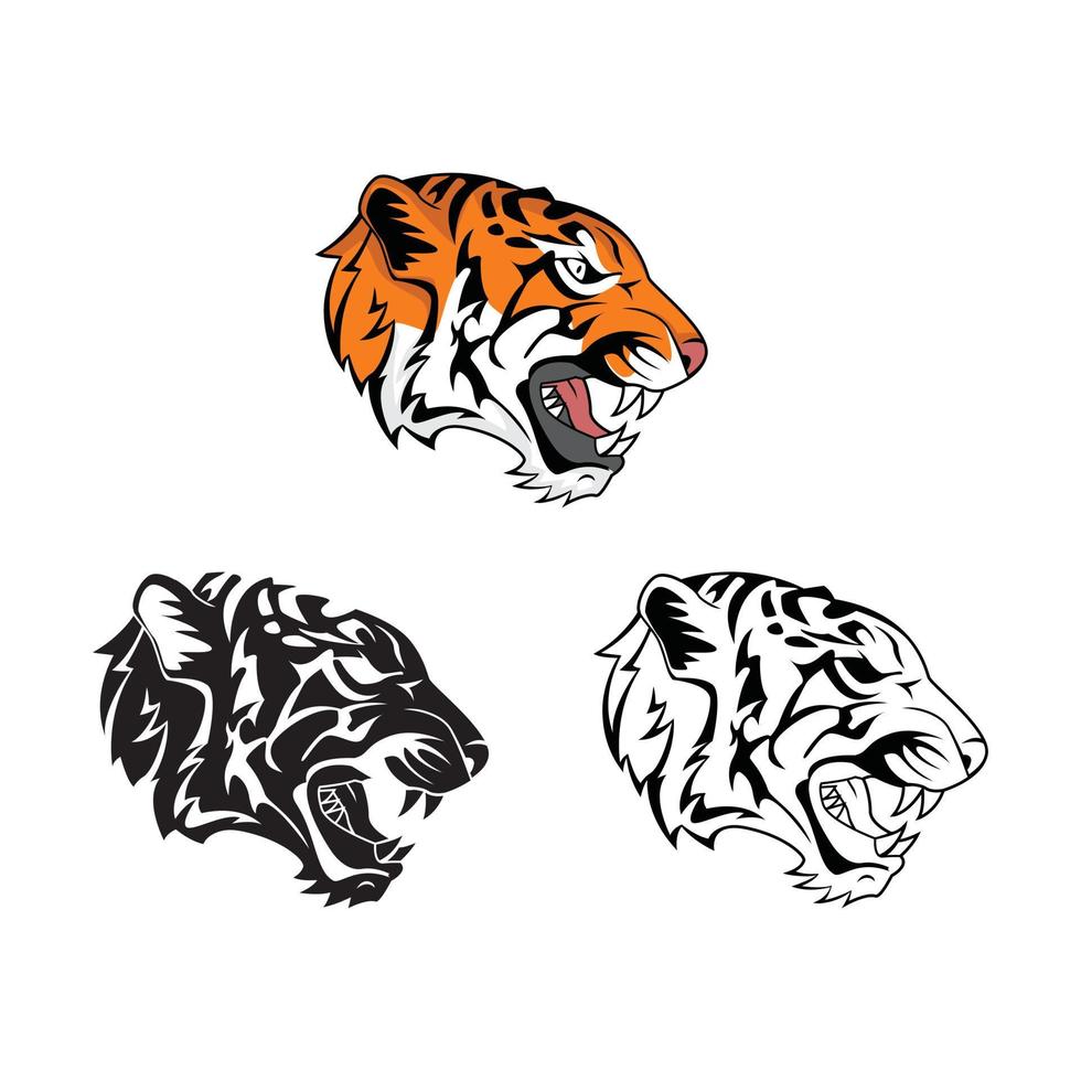 Coloring book tiger roar cartoon character vector