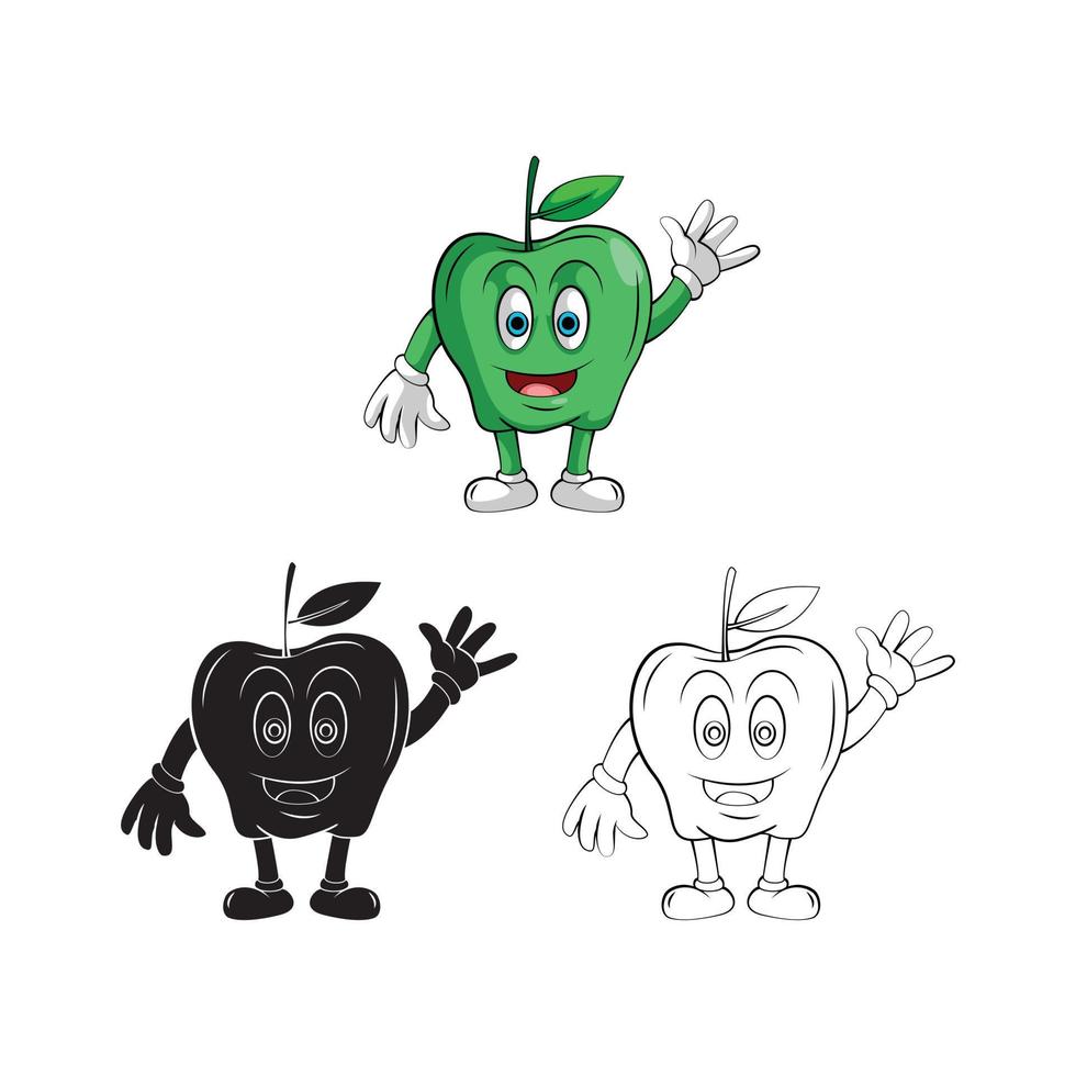 colorante libro manzana sonrisa dibujos animados personaje vector