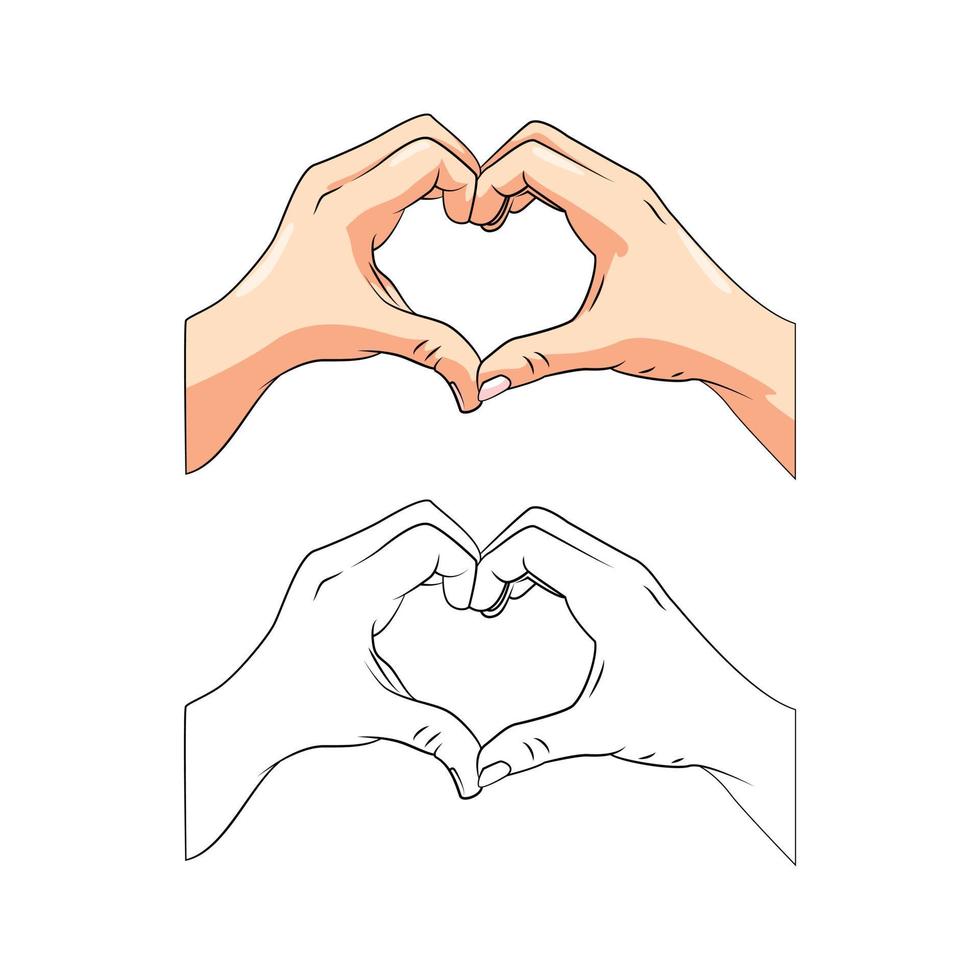 Coloring book love hand cartoon character vector