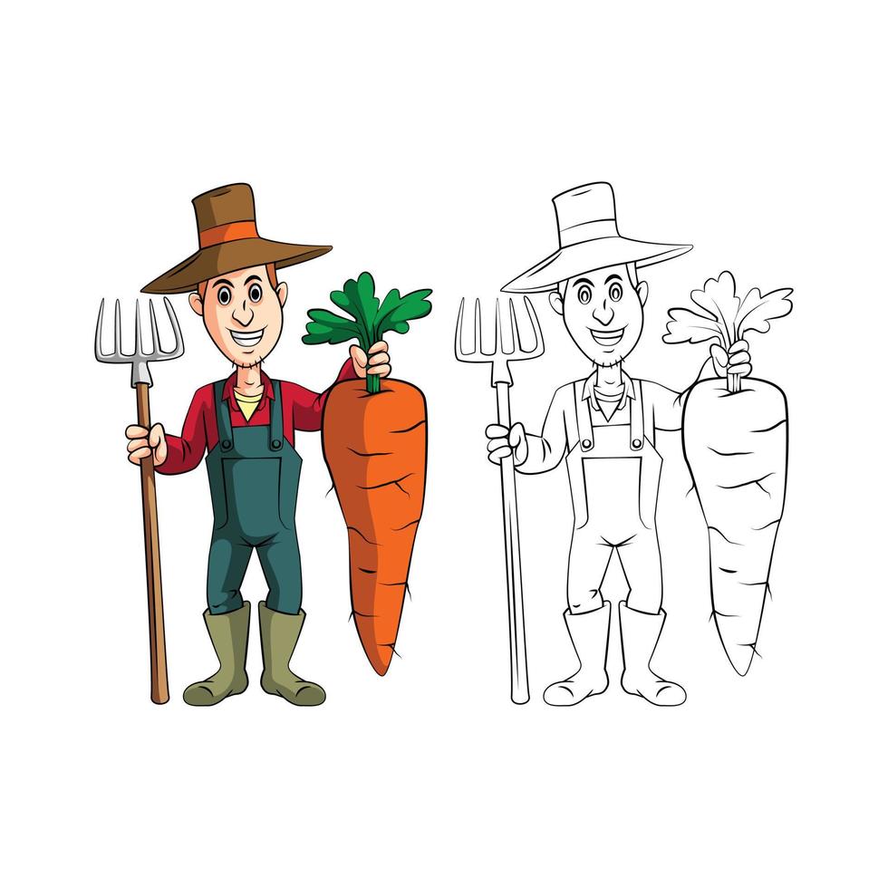 colorante libro jardinero dibujos animados personaje vector