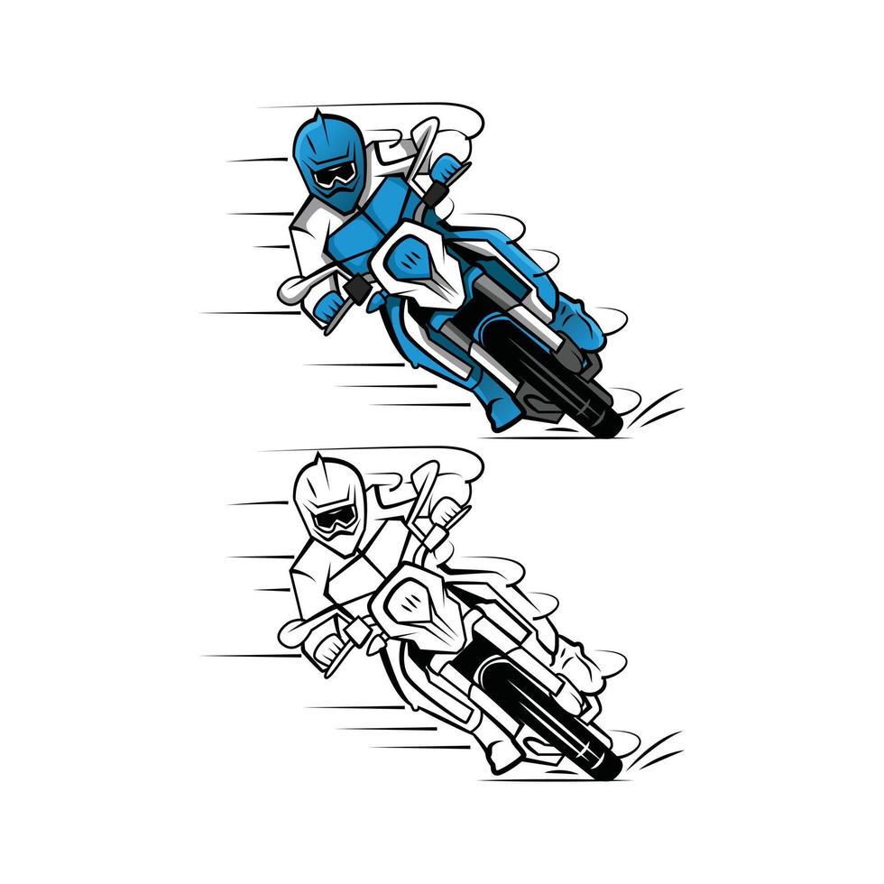 Coloring book moto cross cartoon character vector