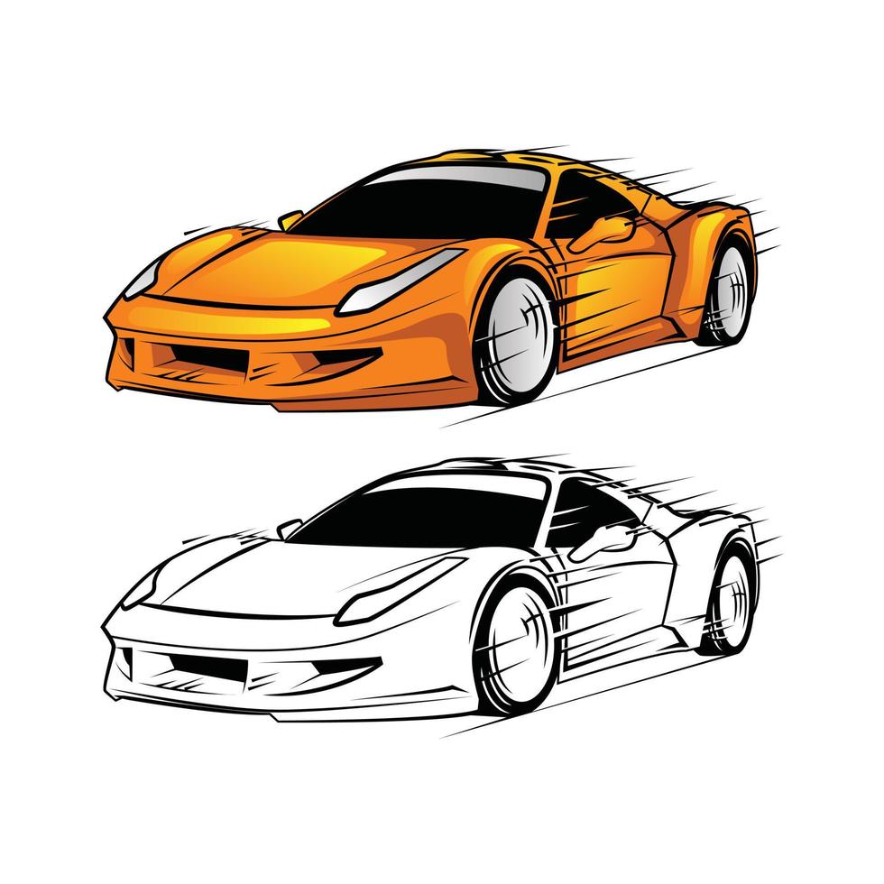 Coloring book sport car cartoon character vector