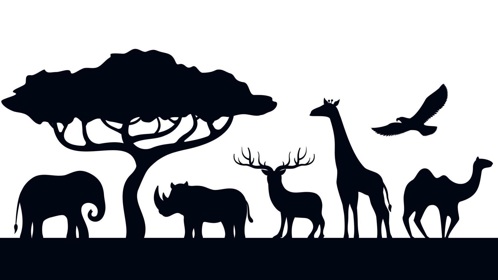 silhouettes of wild animals vector