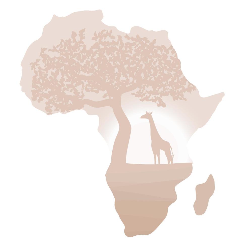 África continente silueta con paisaje vector