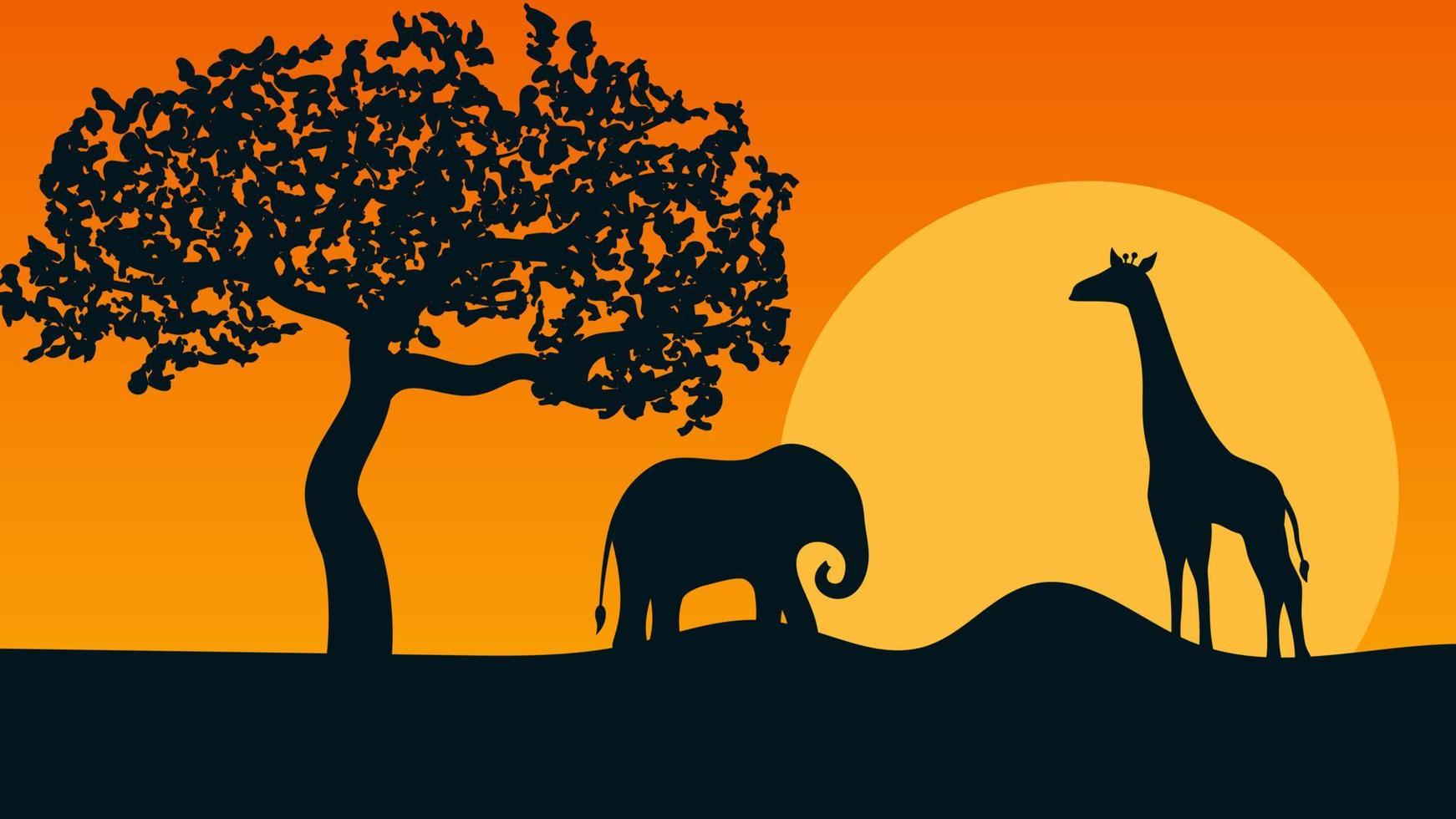 africano paisaje a puesta de sol vector