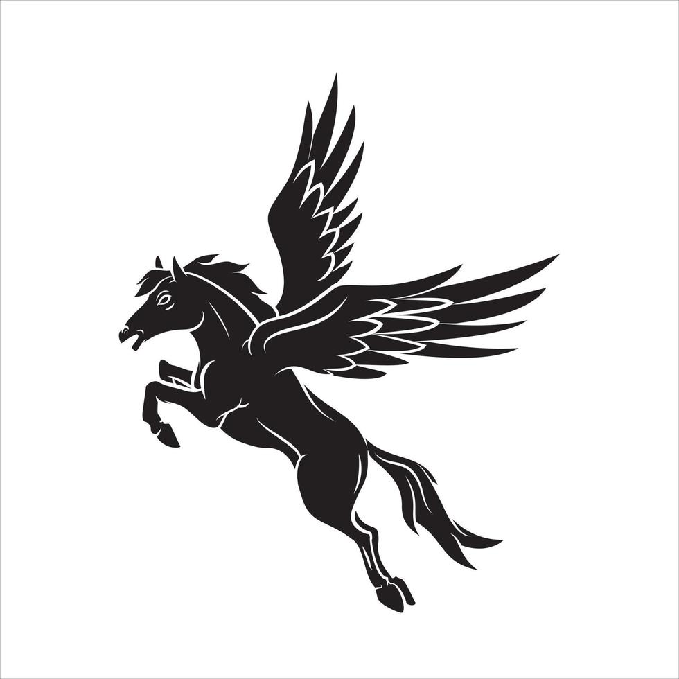 Horse Wings tattoo illustration vector