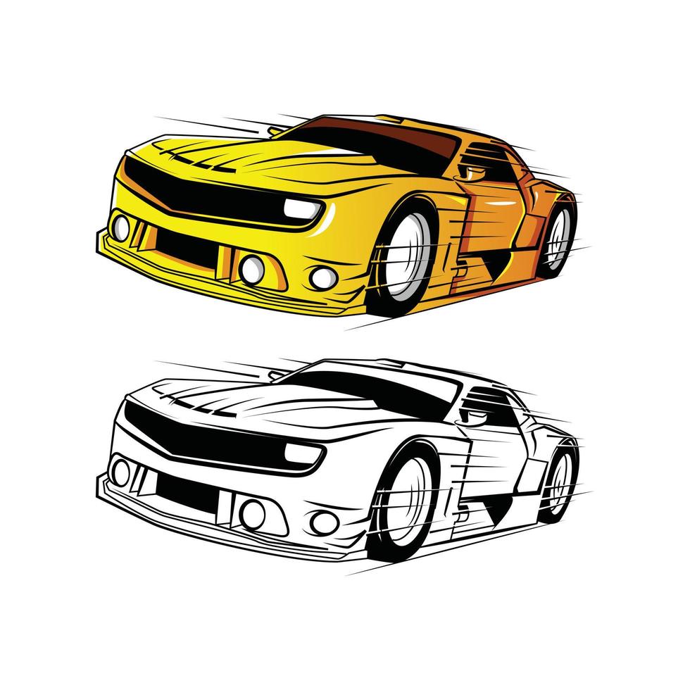 Coloring book super car cartoon character vector