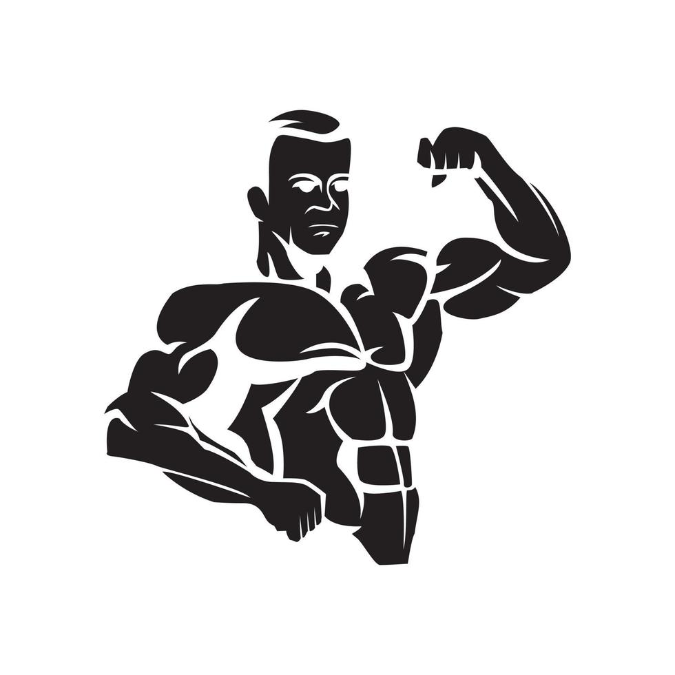 Body Builder black symbol illustration vector