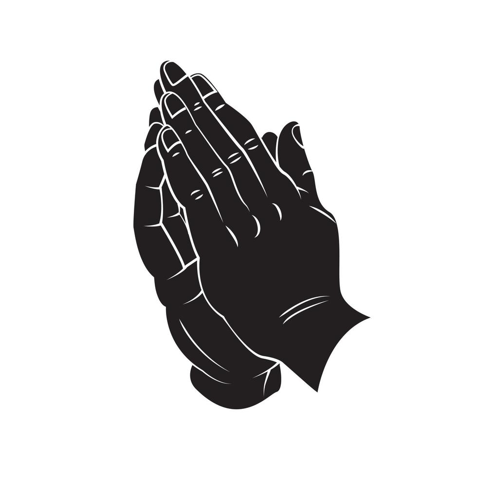Orando mano negro símbolo ilustración vector